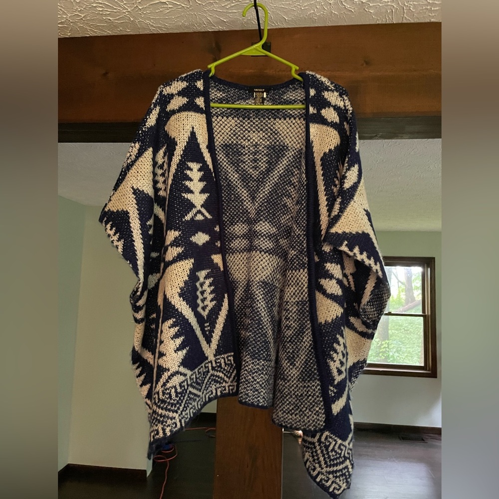Forever 21 Blue and White Cardigan (One Size)